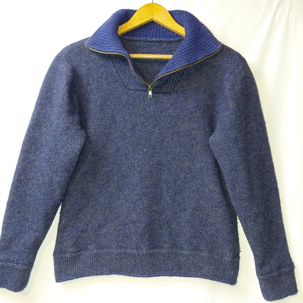 Ireland's Eye 100% Wool Quarter Zip Sweater Men's Size‎ Small Navy Blue - Picture 5 of 5